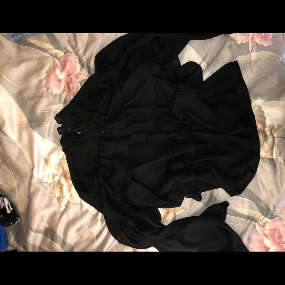 Black ruffle tunic